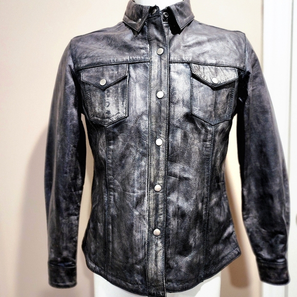 NWOT XElement Urban Armor Distressed Leather Shirt Size Large - Picture 1 of 16